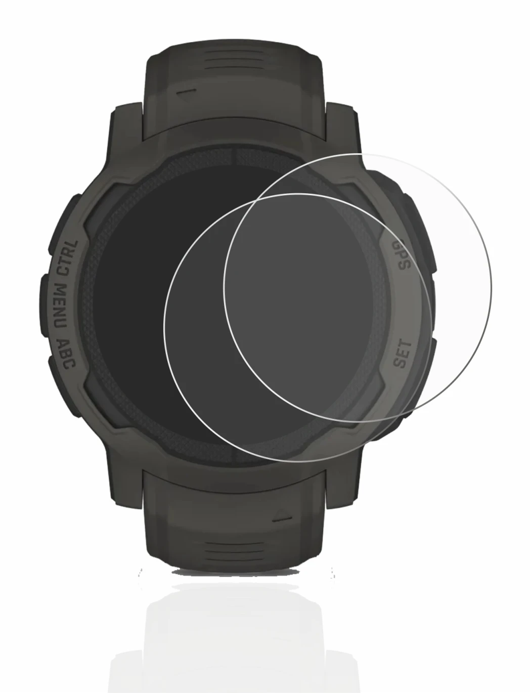 Imagen del dispositivo Garmin Instinct 2 Solar con una amplia variedad de protectores de pantalla.