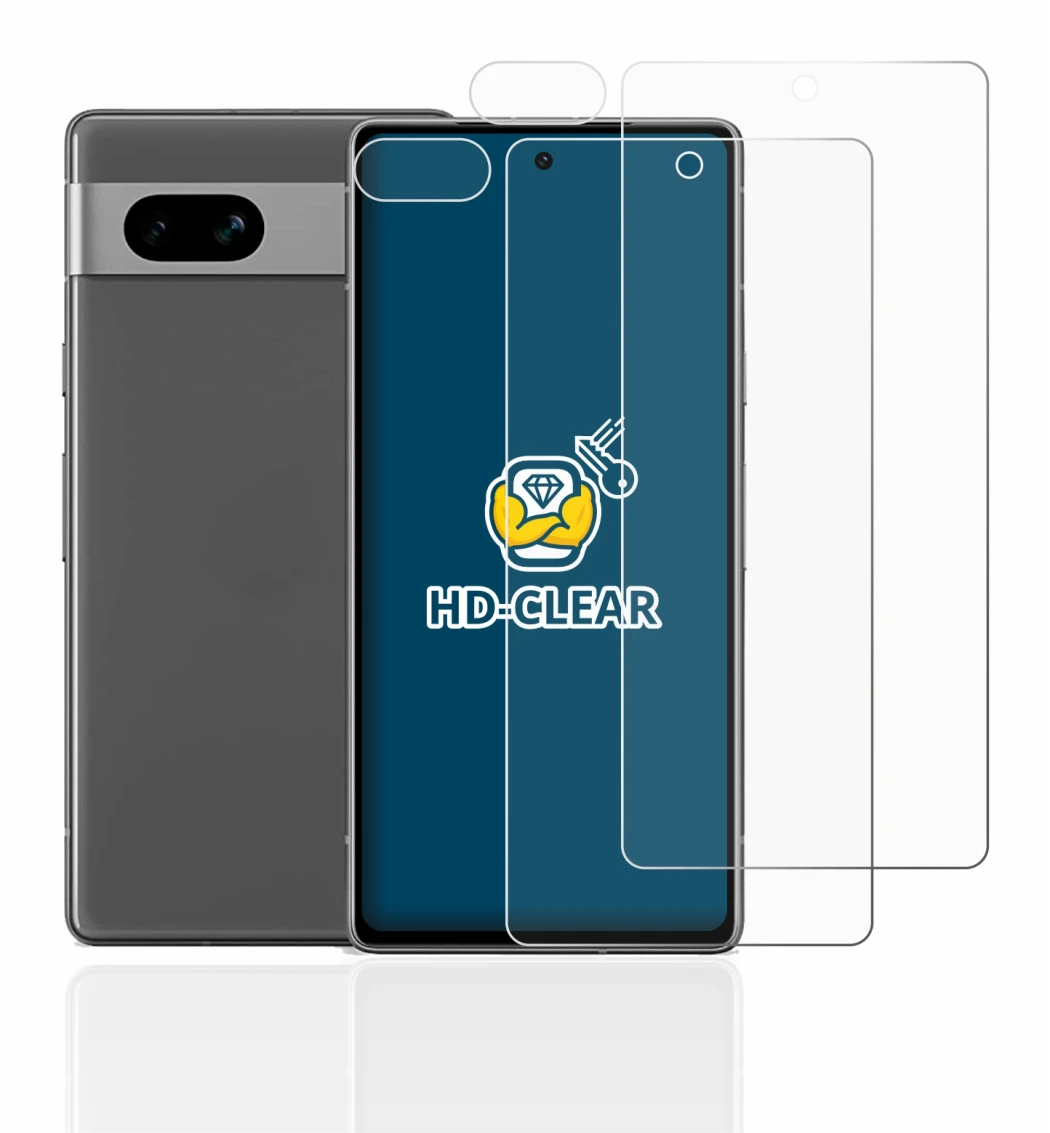 Imagen del dispositivo Google Pixel 7a (Frontal+Cámara) con una amplia variedad de protectores de pantalla.