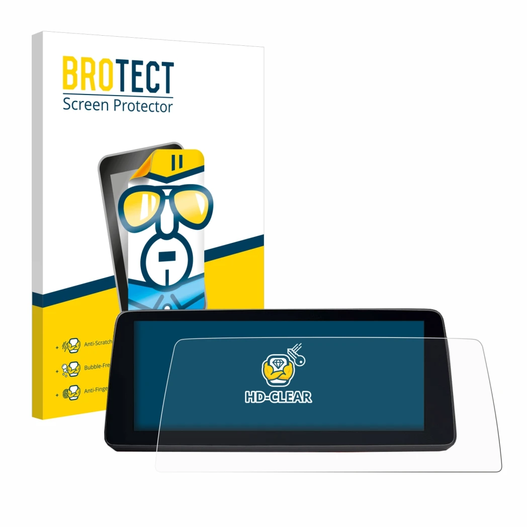 Parte frontal de un envase de producto con el logotipo de la marca BROTECT. Al lado se muestra el dispositivo BMW 5 G30/G31 20