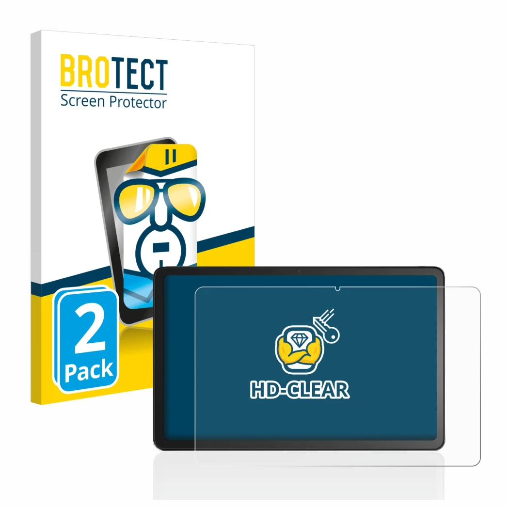 Parte frontal de un envase de producto con el logotipo de la marca BROTECT. Al lado se muestra el dispositivo Amazon Fire Max