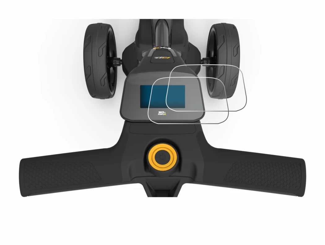 Imagen del dispositivo PowaKaddy FX3 con una amplia variedad de protectores de pantalla.