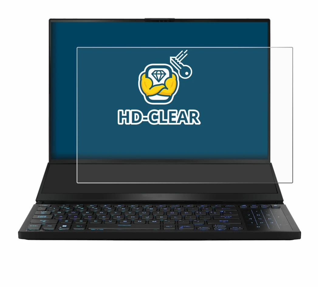 Imagen del dispositivo ASUS ROG Zephyrus Duo 16 2023 con una amplia variedad de protectores de pantalla.