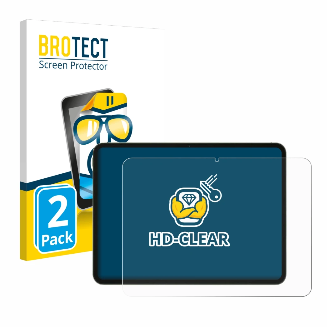 Parte frontal de un envase de producto con el logotipo de la marca BROTECT. Al lado se muestra el dispositivo OnePlus Pad Go c