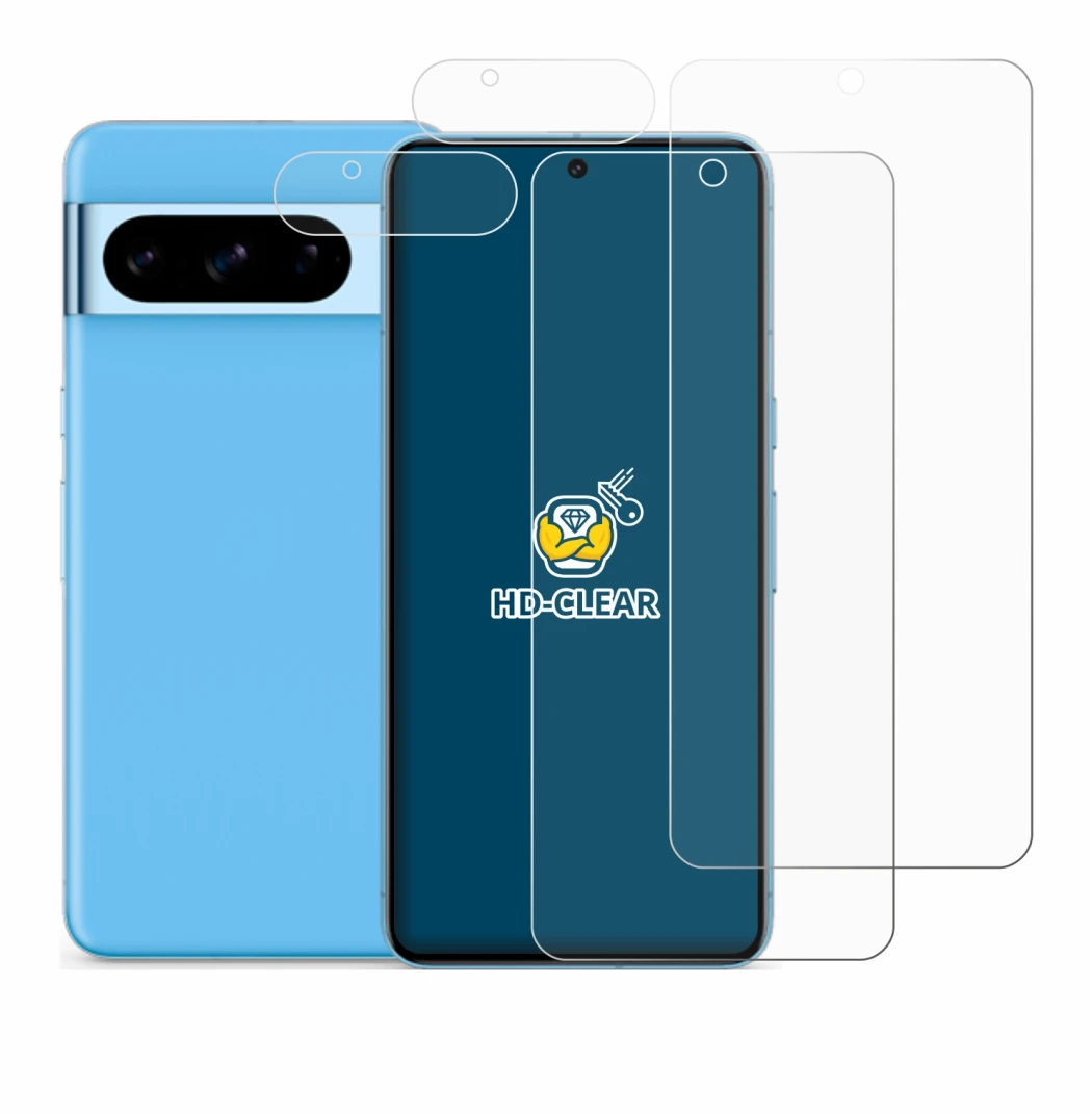 Imagen del dispositivo Google Pixel 8 Pro (Frontal+Cámara) con una amplia variedad de protectores de pantalla.