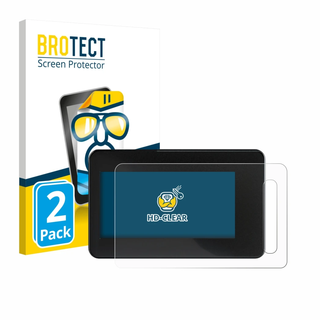 Parte frontal de un envase de producto con el logotipo de la marca BROTECT. Al lado se muestra el dispositivo Shimano Steps SC