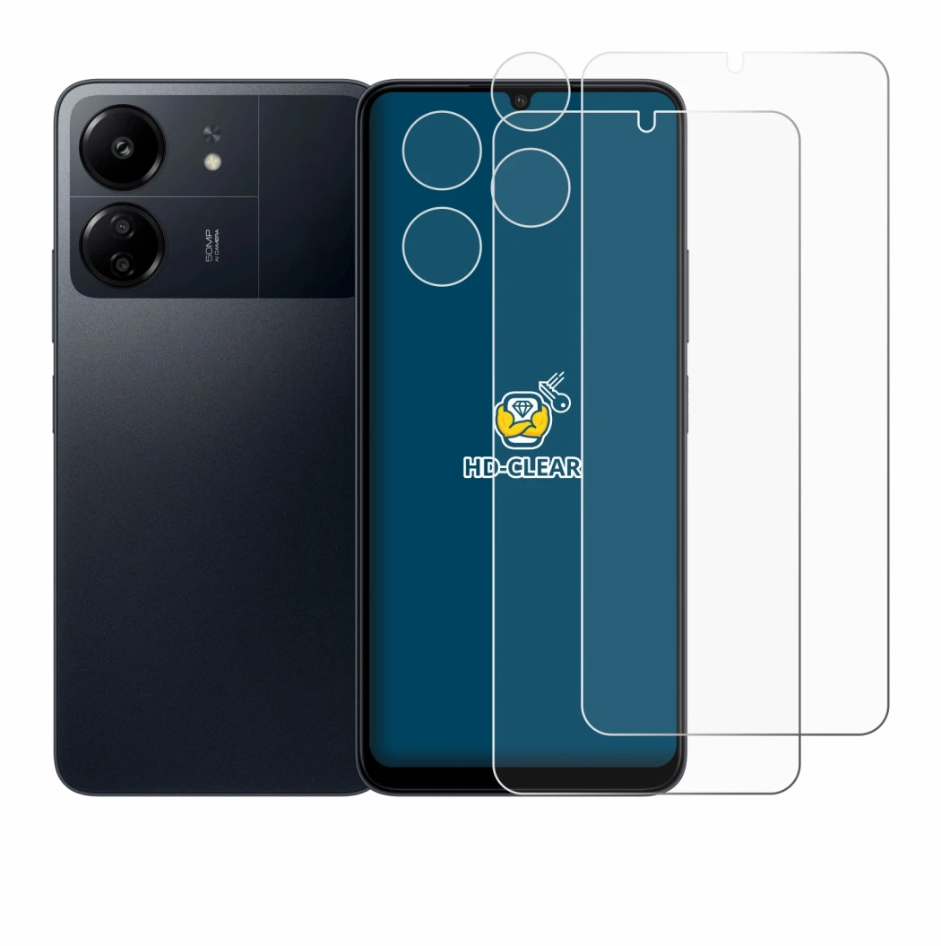 Imagen del dispositivo Xiaomi Poco C65 (Frontal+Cámara) con una amplia variedad de protectores de pantalla.