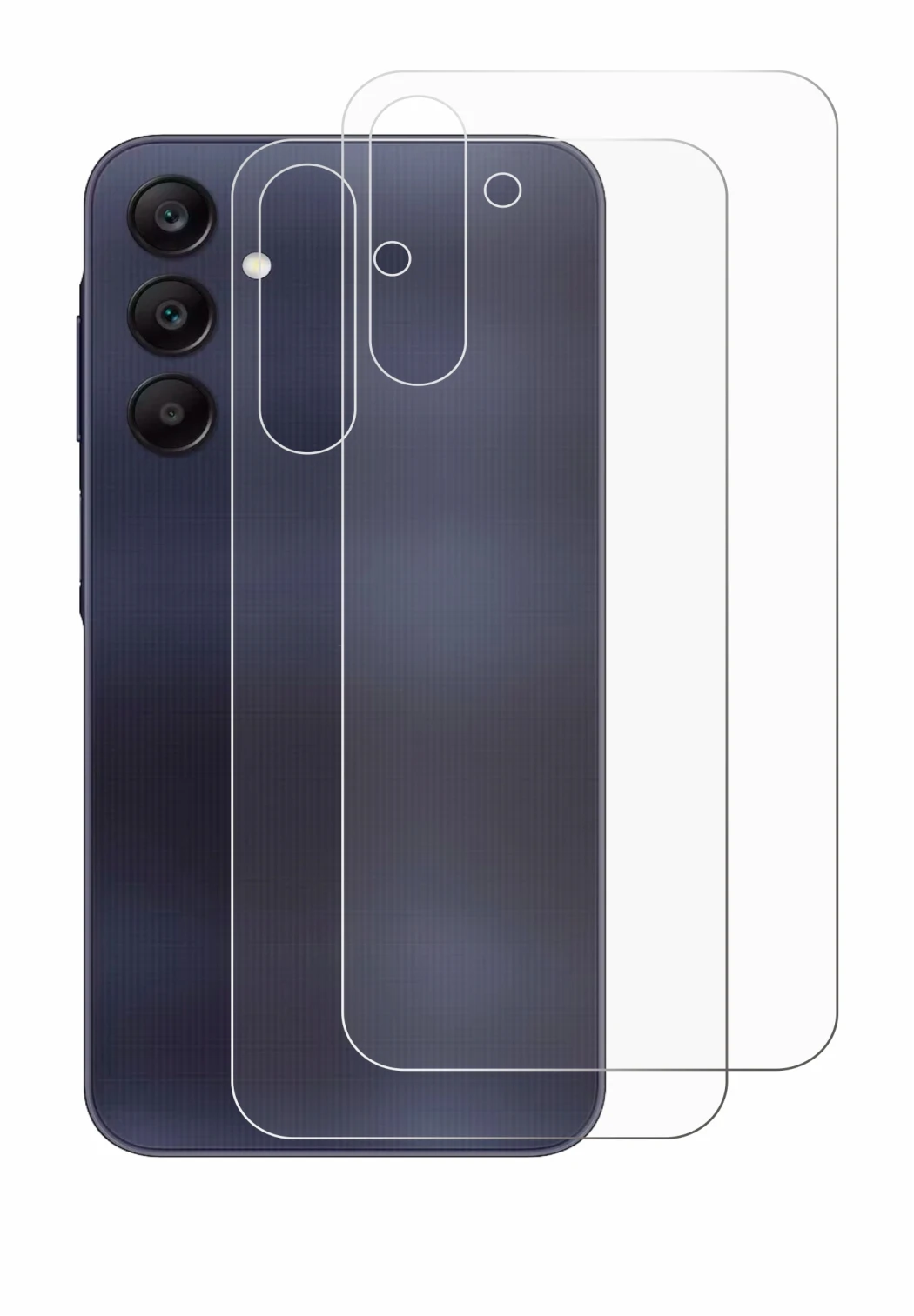 Imagen del dispositivo Samsung Galaxy A25 5G (Trasero) con una amplia variedad de protectores de pantalla.