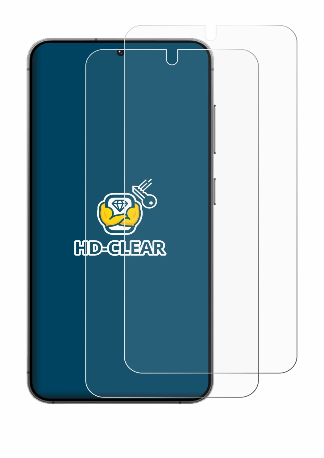 Imagen del dispositivo Samsung Galaxy S24 con una amplia variedad de protectores de pantalla.