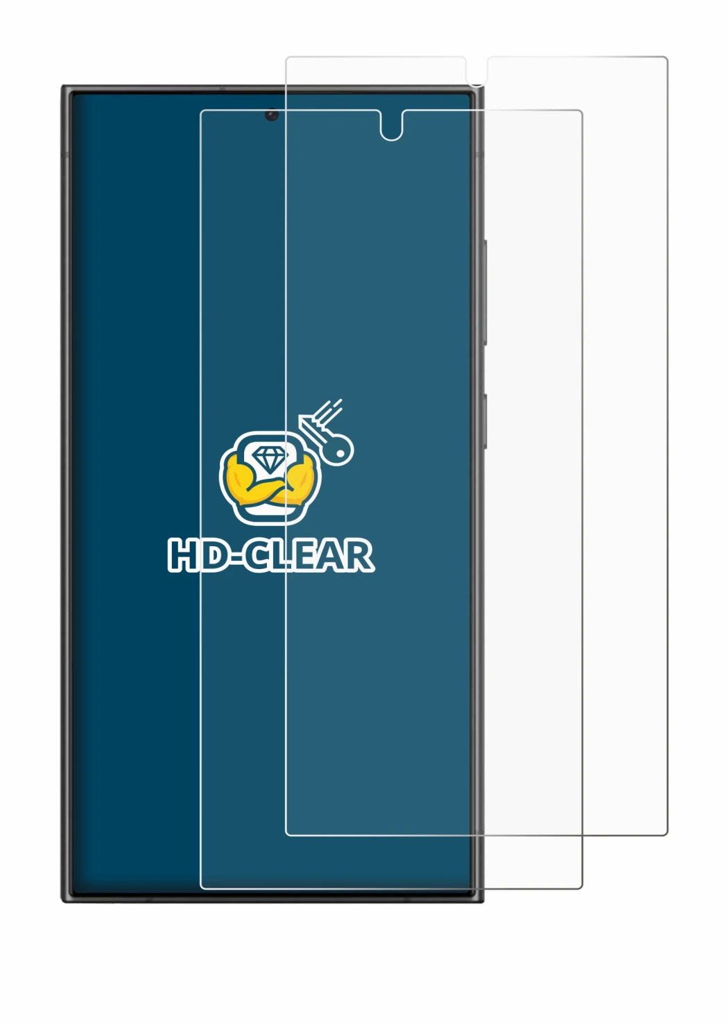 Imagen del dispositivo Samsung Galaxy S24 Ultra (case-friendly) con una amplia variedad de protectores de pantalla.