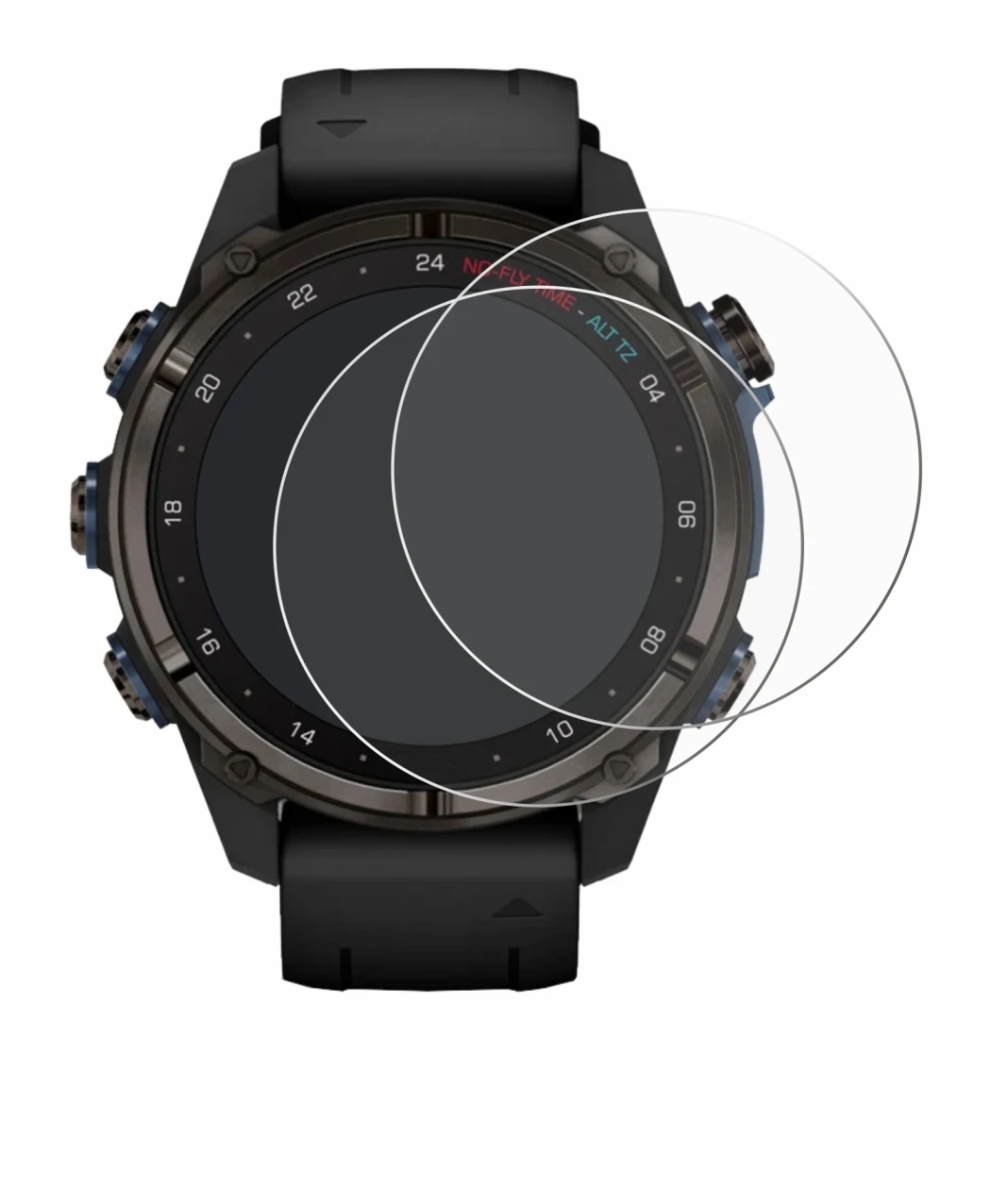 Imagen del dispositivo Garmin Descent Mk3i (43 mm) con una amplia variedad de protectores de pantalla.