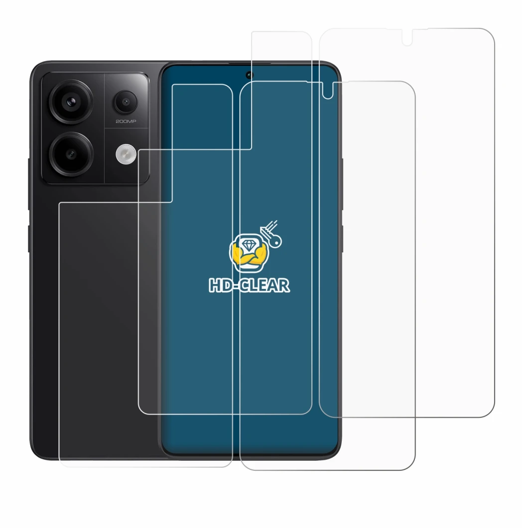 Imagen del dispositivo Xiaomi Redmi Note 13 Pro 5G (Frontal+Trasero) con una amplia variedad de protectores de pantalla.