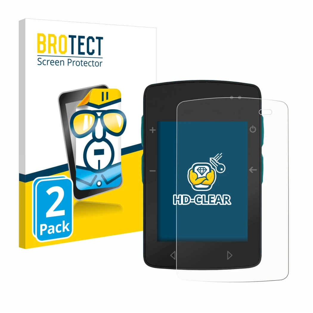 Parte frontal de un envase de producto con el logotipo de la marca BROTECT. Al lado se muestra el dispositivo TwoNav Roc con s