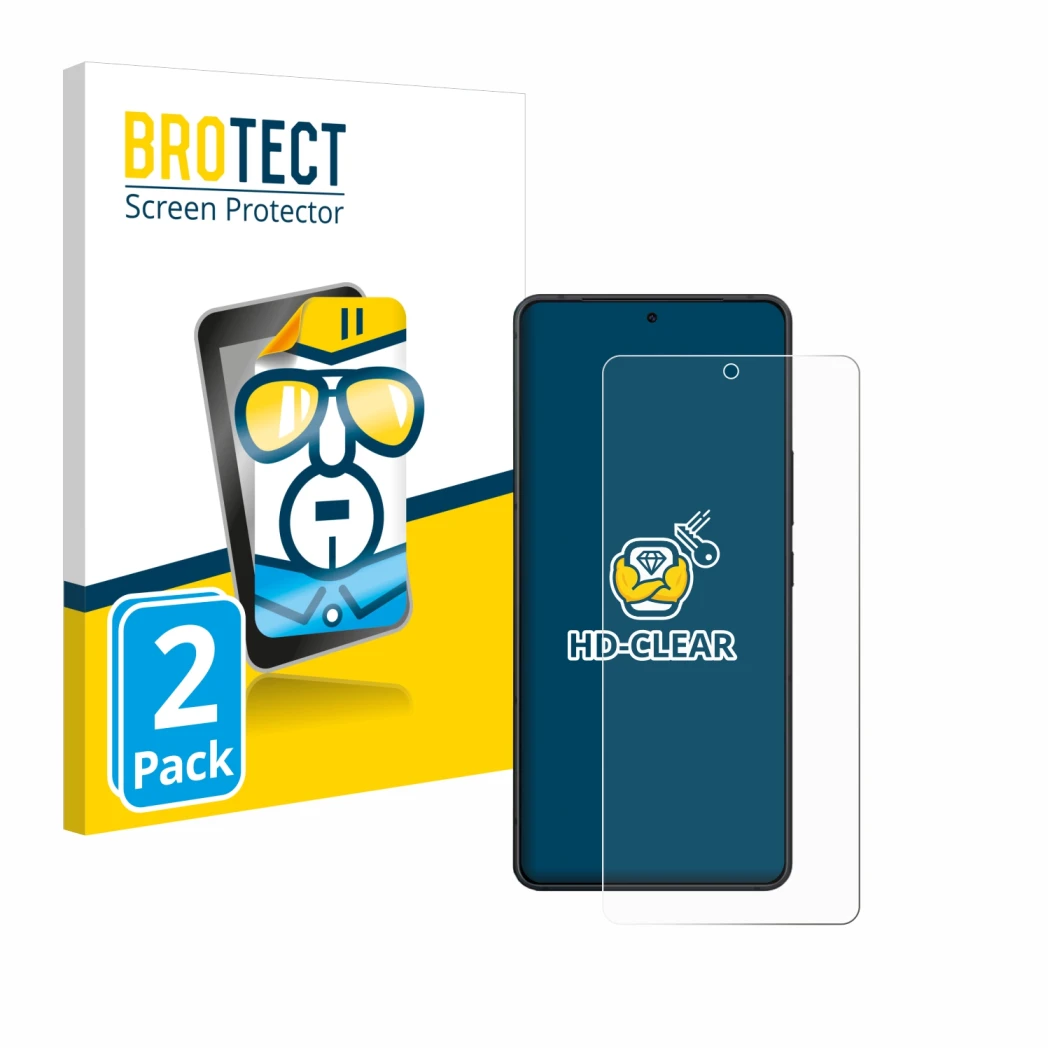 Parte frontal de un envase de producto con el logotipo de la marca BROTECT. Al lado se muestra el dispositivo ASUS ZenFone 11 