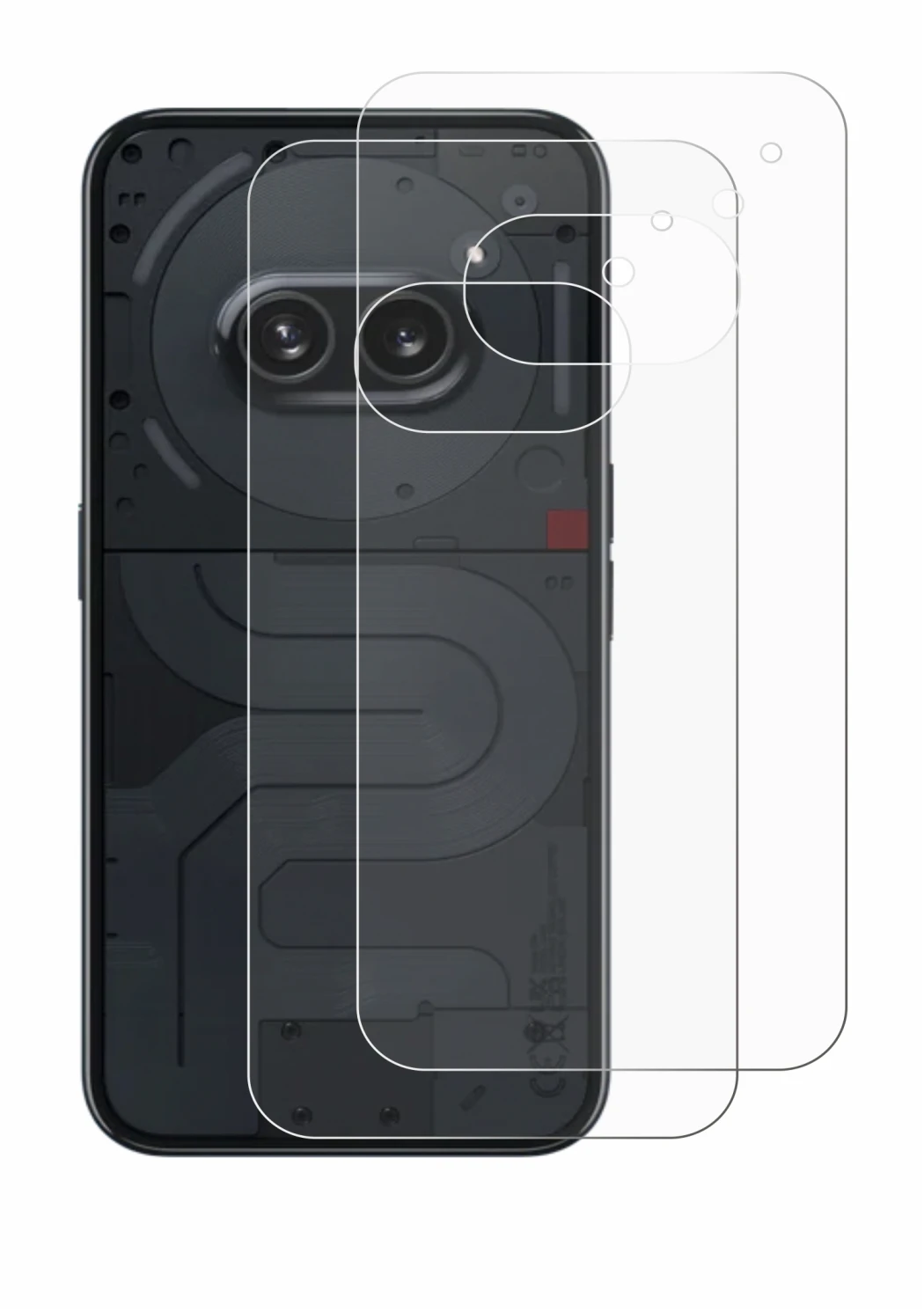 Imagen del dispositivo Nothing Phone (2a) (Trasero) con una amplia variedad de protectores de pantalla.