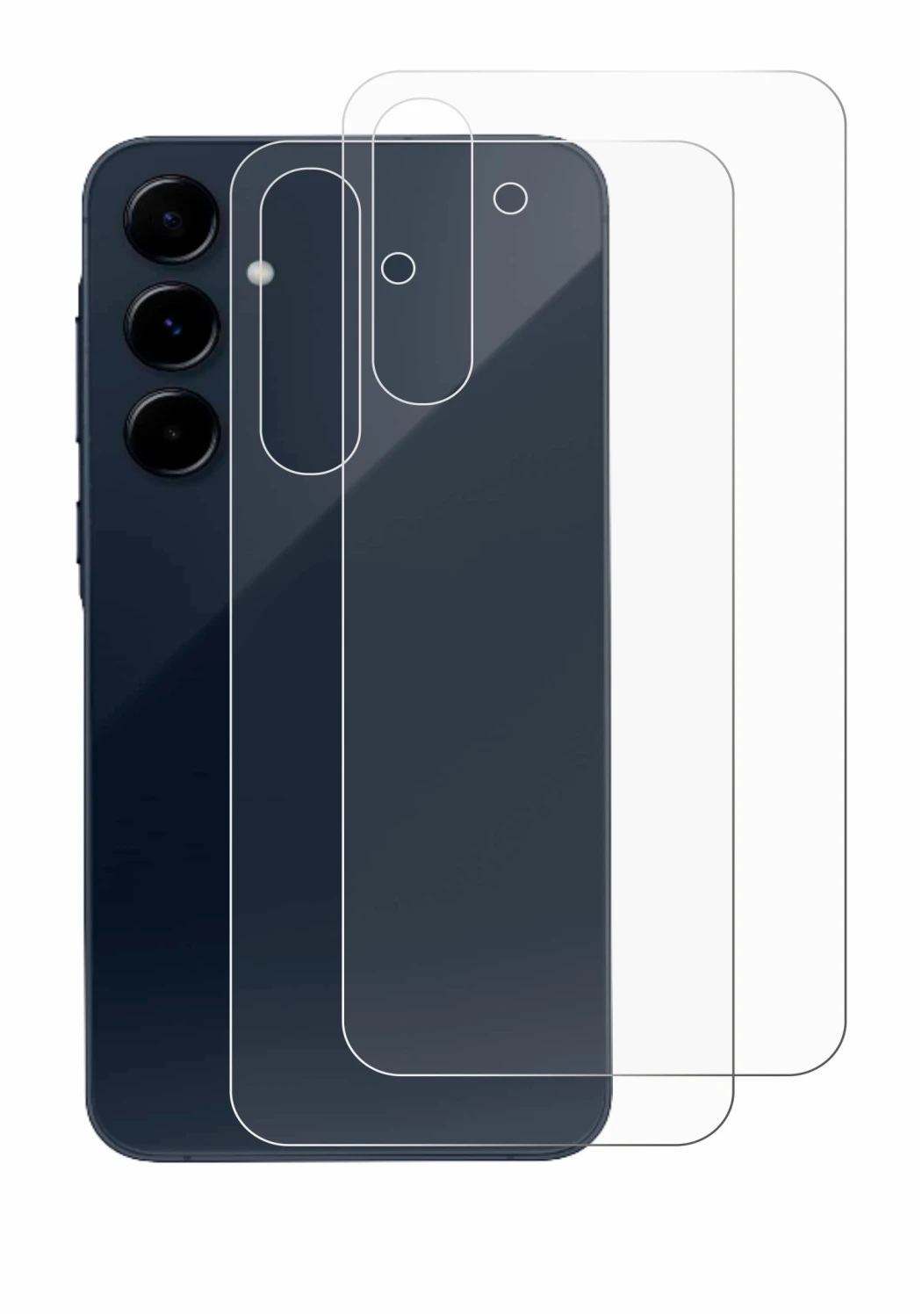 Imagen del dispositivo Samsung Galaxy A35 5G (Trasero) con una amplia variedad de protectores de pantalla.