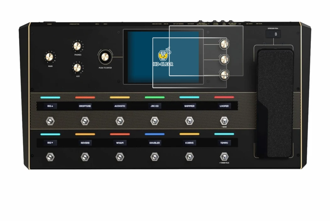 Imagen del dispositivo Headrush Prime con una amplia variedad de protectores de pantalla.