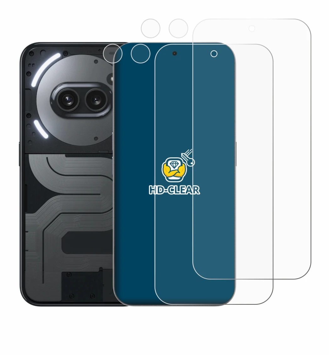 Imagen del dispositivo Nothing Phone (2a) Plus (Frontal+Cámara) con una amplia variedad de protectores de pantalla.