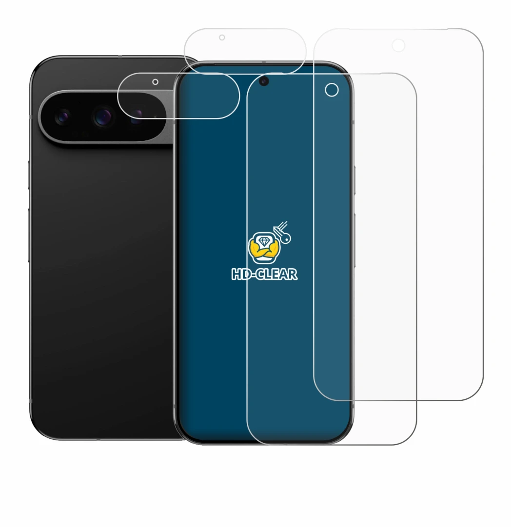 Imagen del dispositivo Google Pixel 9 Pro (Frontal+Cámara) con una amplia variedad de protectores de pantalla.