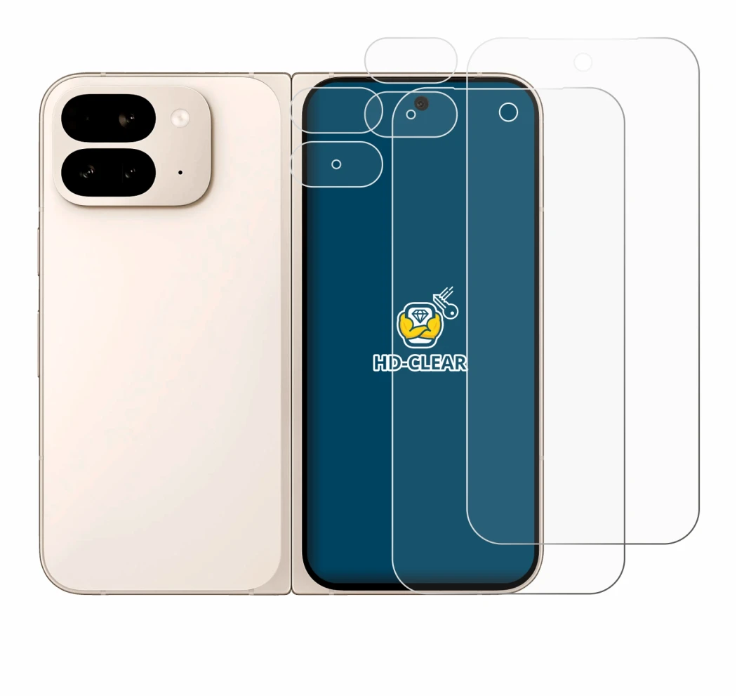 Imagen del dispositivo Google Pixel 9 Pro Fold (Frontal+Cámara) con una amplia variedad de protectores de pantalla.