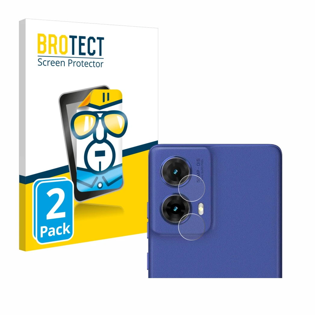 Parte frontal de un envase de producto con el logotipo de la marca BROTECT. Al lado se muestra el dispositivo Motorola Moto G8