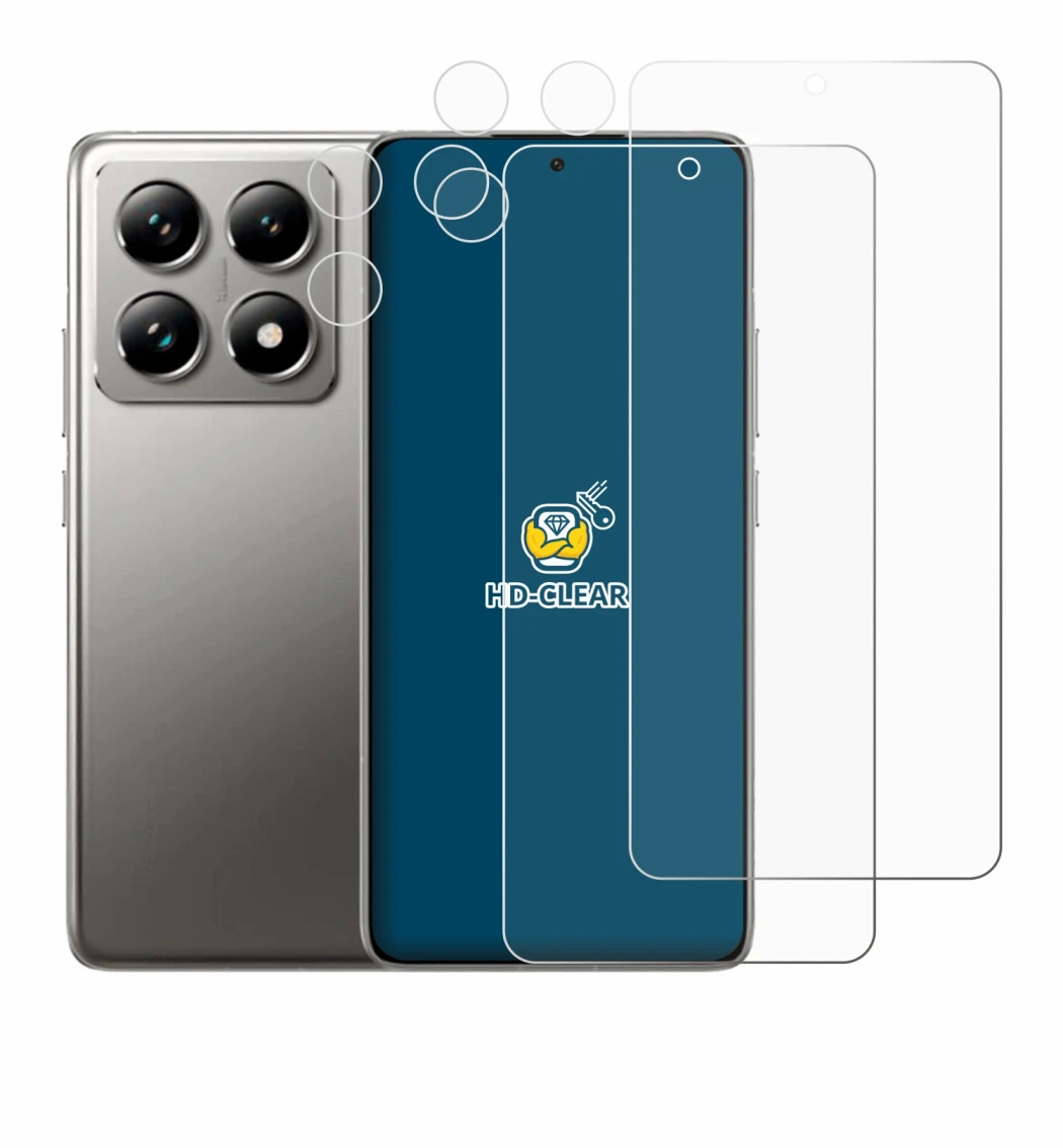 Imagen del dispositivo Xiaomi 14T Pro (Frontal+Cámara) con una amplia variedad de protectores de pantalla.