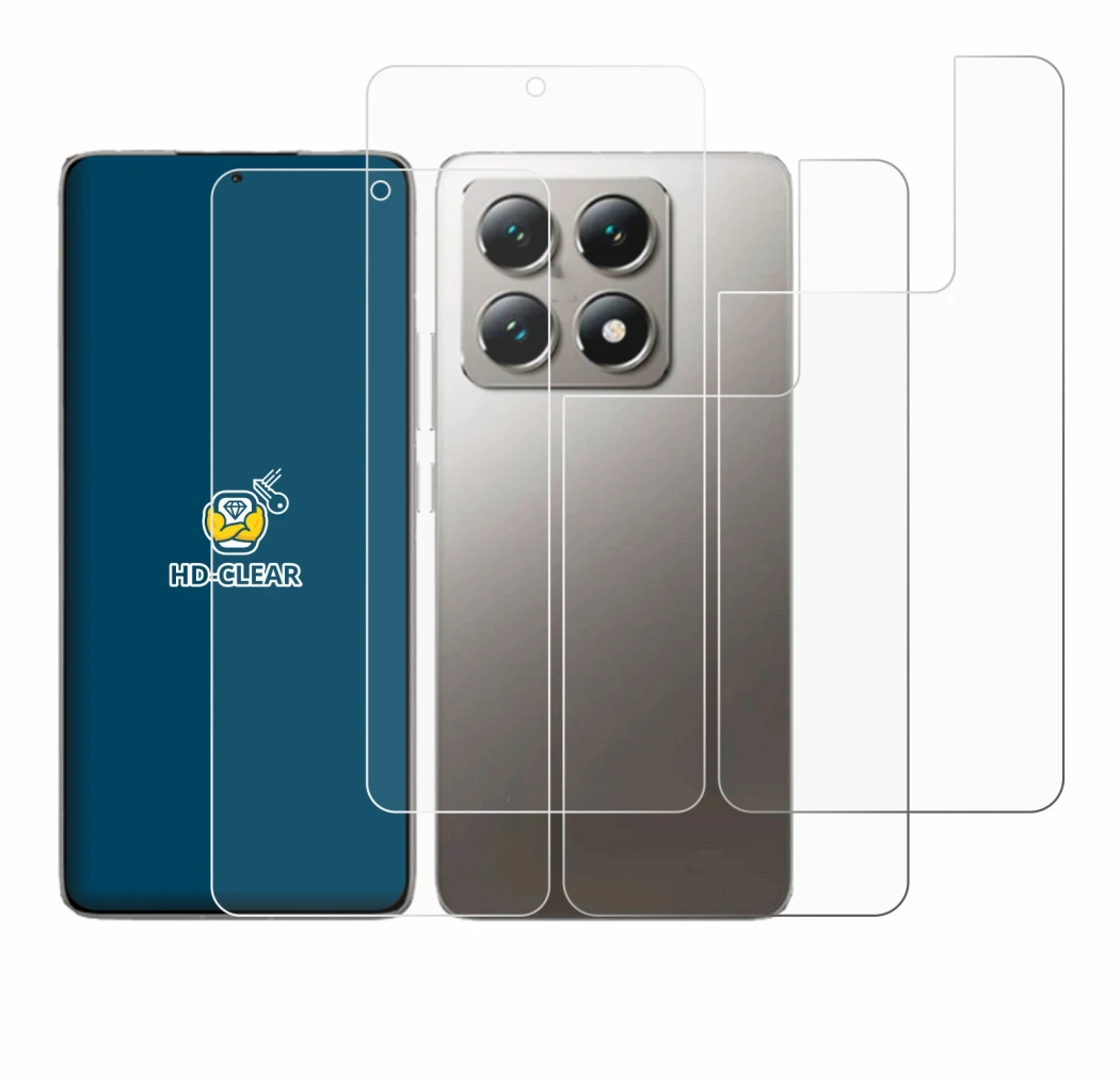 Imagen del dispositivo Xiaomi 14T (Frontal+Trasero) con una amplia variedad de protectores de pantalla.