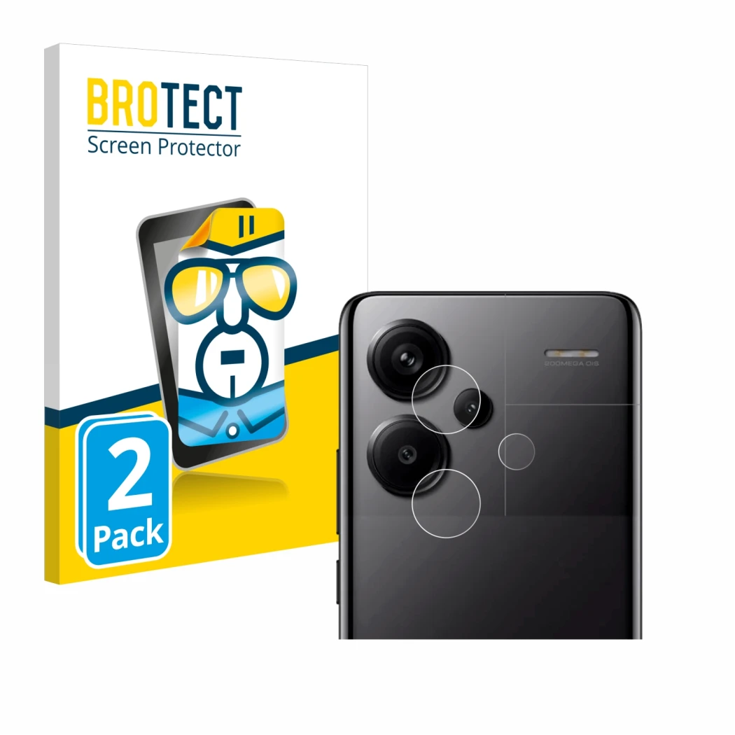 Parte frontal de un envase de producto con el logotipo de la marca BROTECT. Al lado se muestra el dispositivo Xiaomi Redmi Not