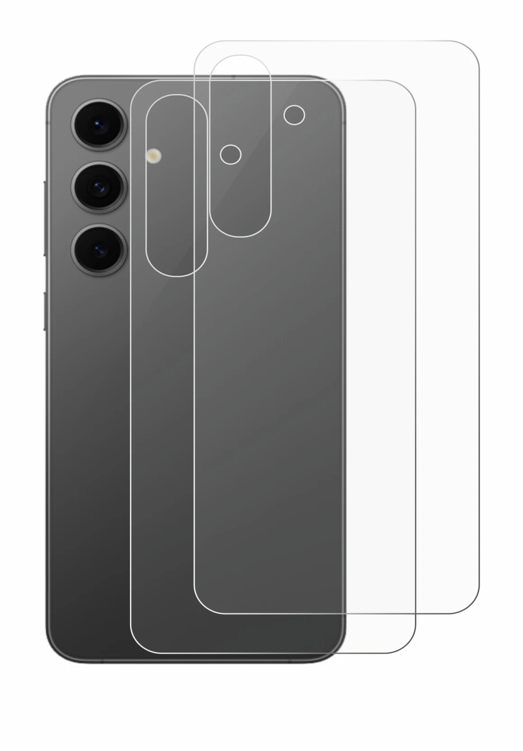 Imagen del dispositivo Samsung Galaxy S24 FE (Trasero) con una amplia variedad de protectores de pantalla.