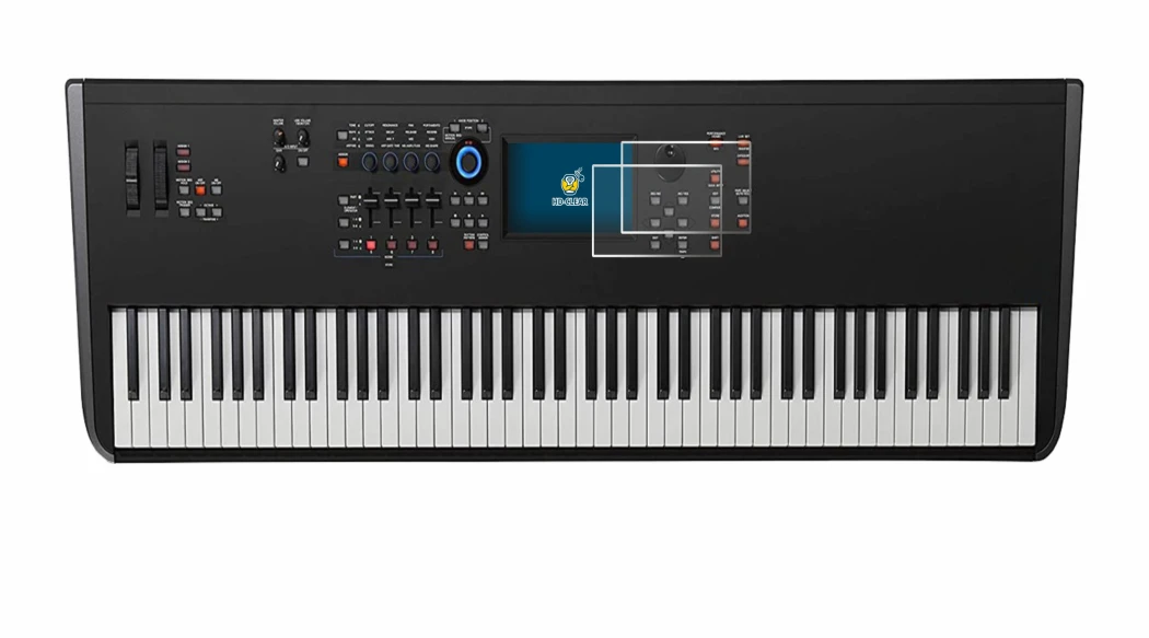 Imagen del dispositivo Yamaha MODX8+ con una amplia variedad de protectores de pantalla.