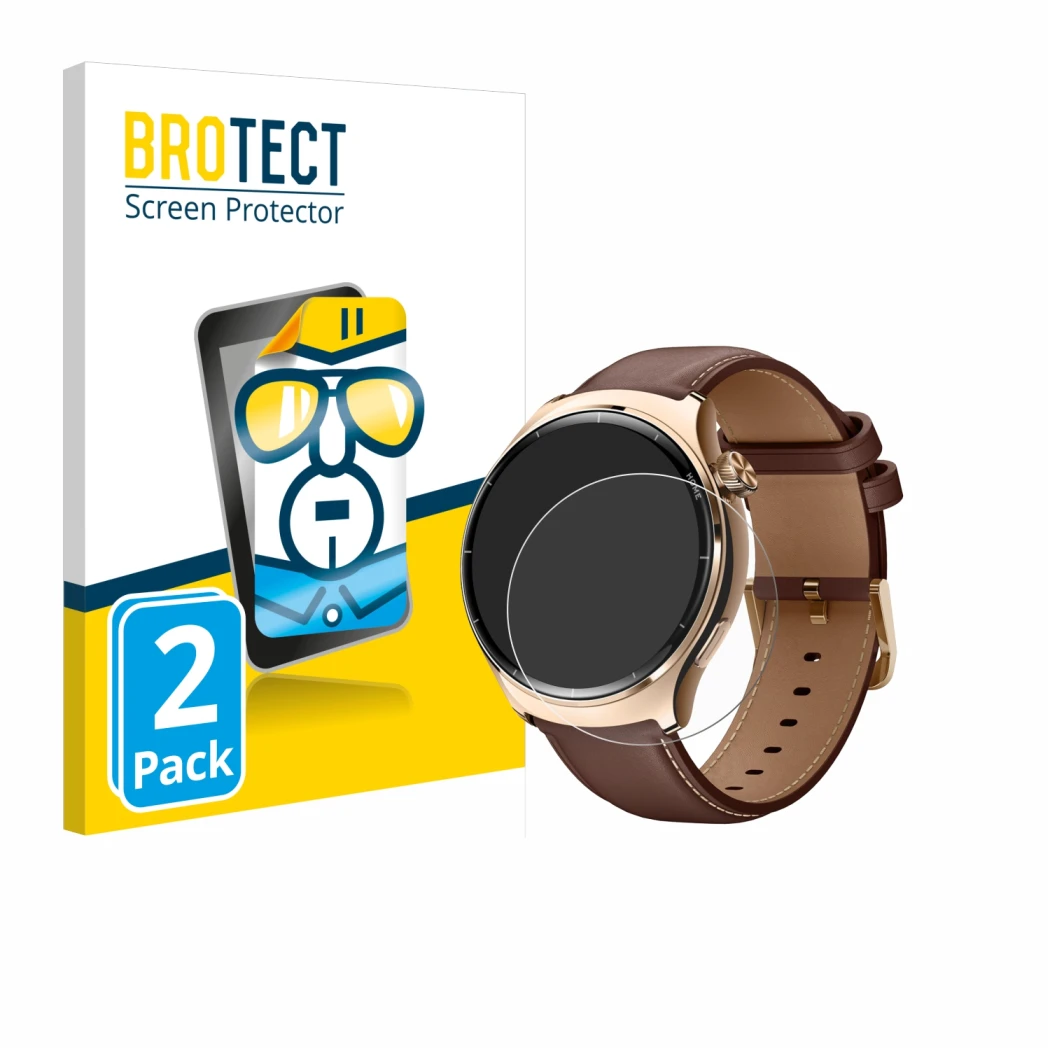 Parte frontal de un envase de producto con el logotipo de la marca BROTECT. Al lado se muestra el dispositivo Xiaomi Mibro Lit