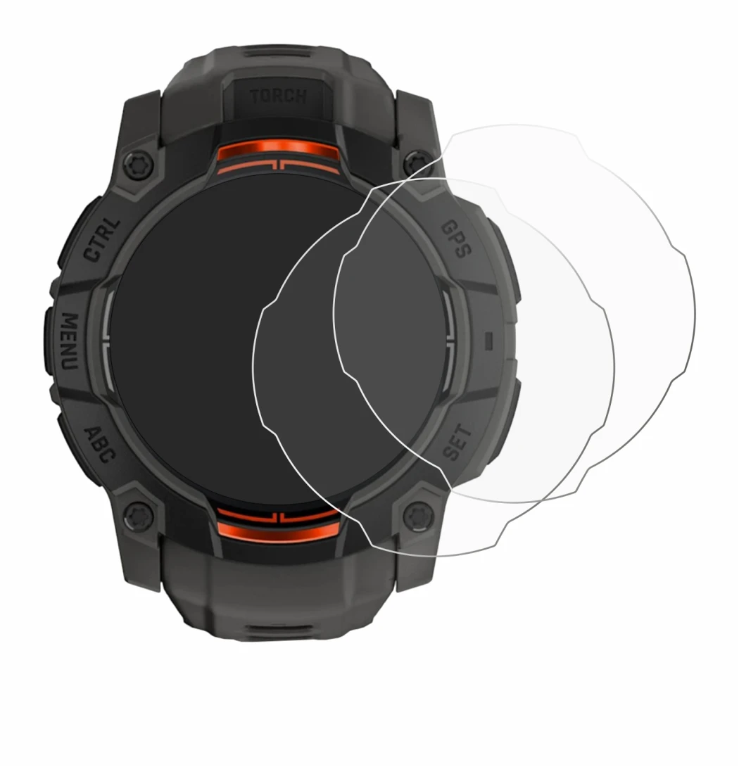 Imagen del dispositivo Garmin Instinct 3 Solar (50 mm) con una amplia variedad de protectores de pantalla.