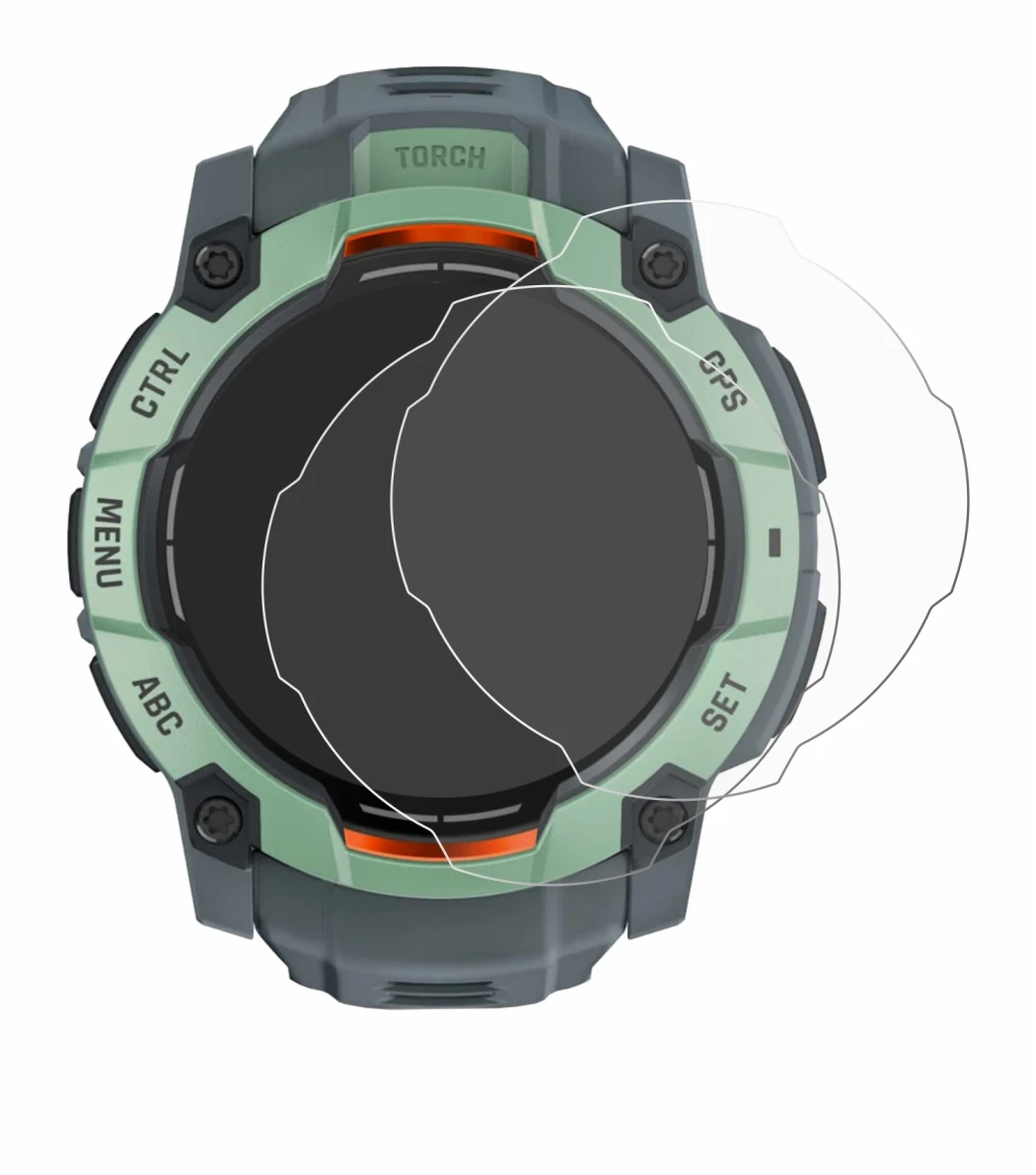 Imagen del dispositivo Garmin Instinct 3 AMOLED (45 mm) con una amplia variedad de protectores de pantalla.