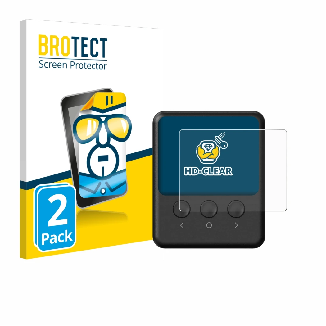 Parte frontal de un envase de producto con el logotipo de la marca BROTECT. Al lado se muestra el dispositivo ISDT 608PD con s