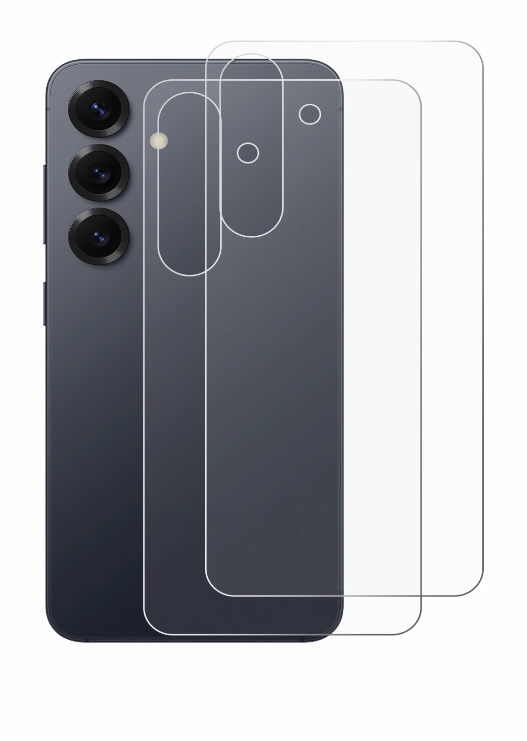 Imagen del dispositivo Samsung Galaxy S25 (Trasero) con una amplia variedad de protectores de pantalla.