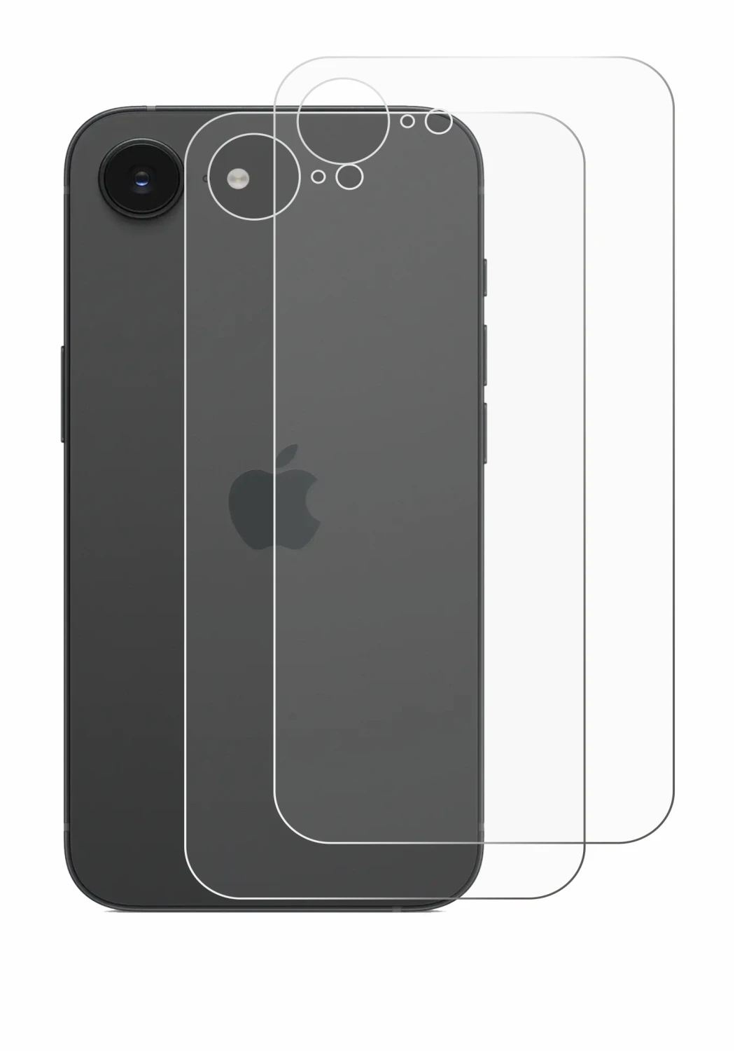 Imagen del dispositivo Apple iPhone 16e (Trasero) con una amplia variedad de protectores de pantalla.