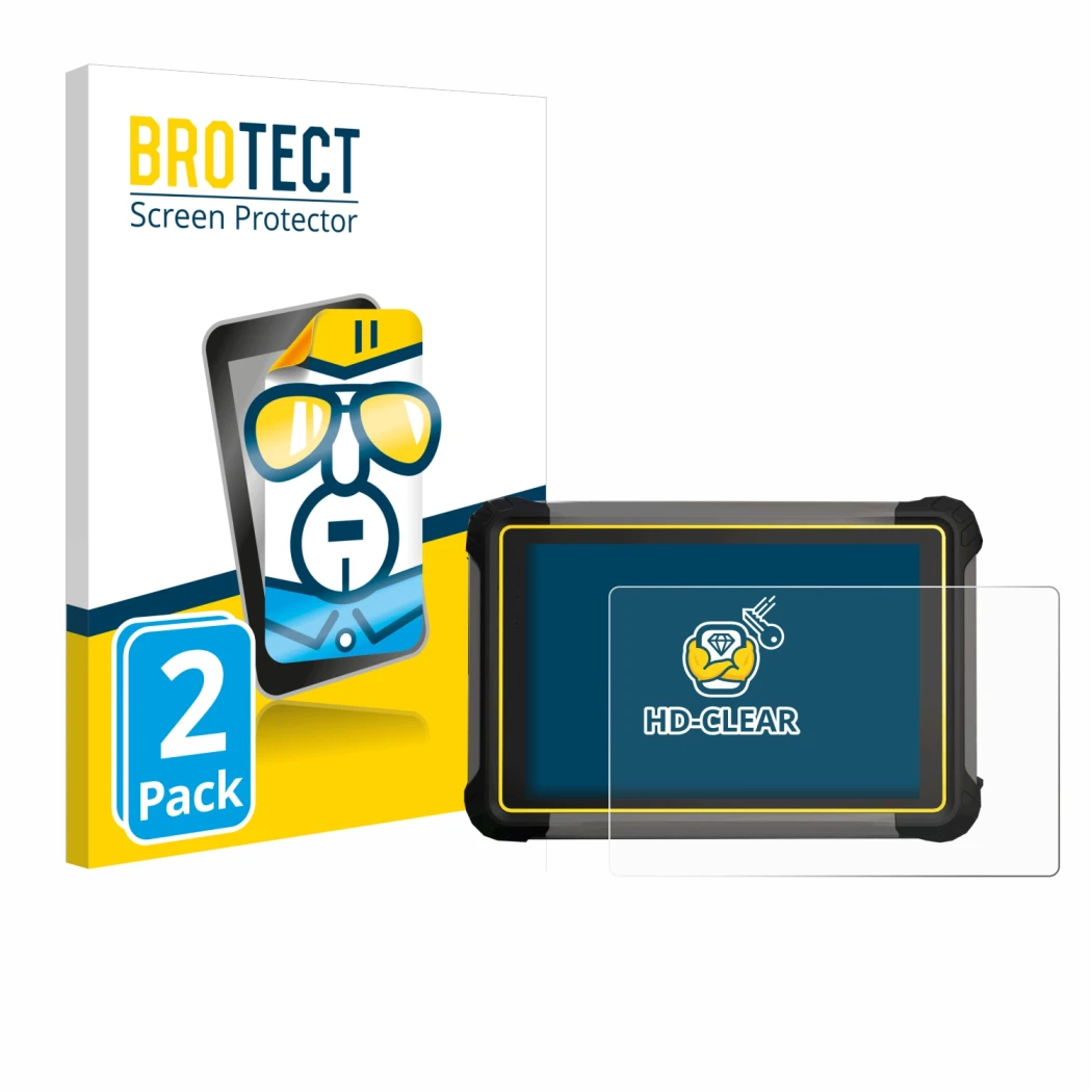 Parte frontal de un envase de producto con el logotipo de la marca BROTECT. Al lado se muestra el dispositivo Leica iCON CC170
