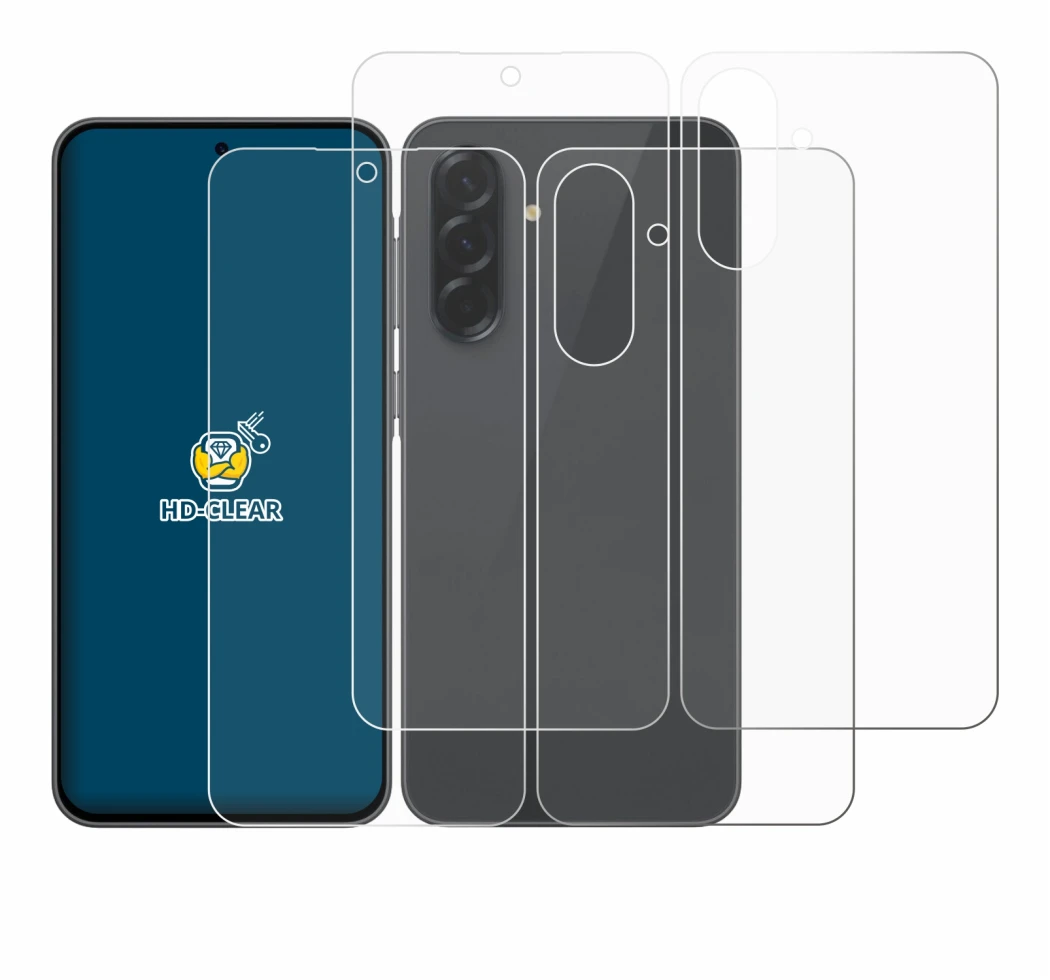 Imagen del dispositivo Samsung Galaxy A36 5G (Frontal+Trasero) con una amplia variedad de protectores de pantalla.