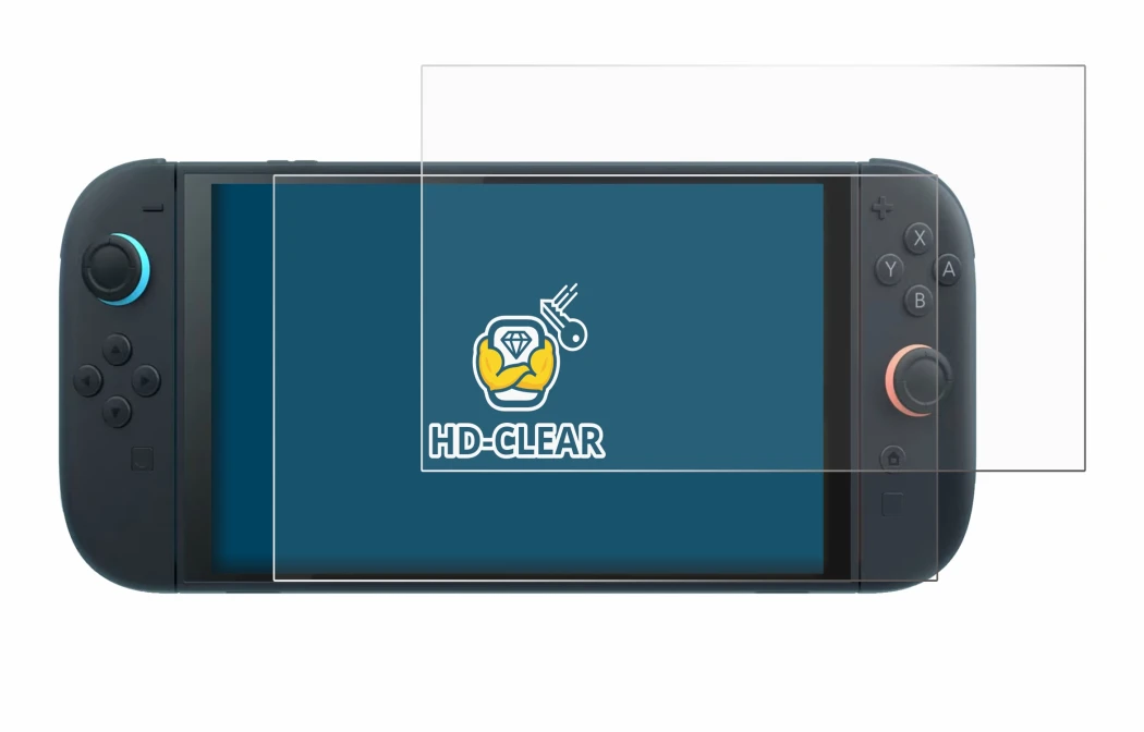 Imagen del dispositivo Nintendo Switch 2 con una amplia variedad de protectores de pantalla.