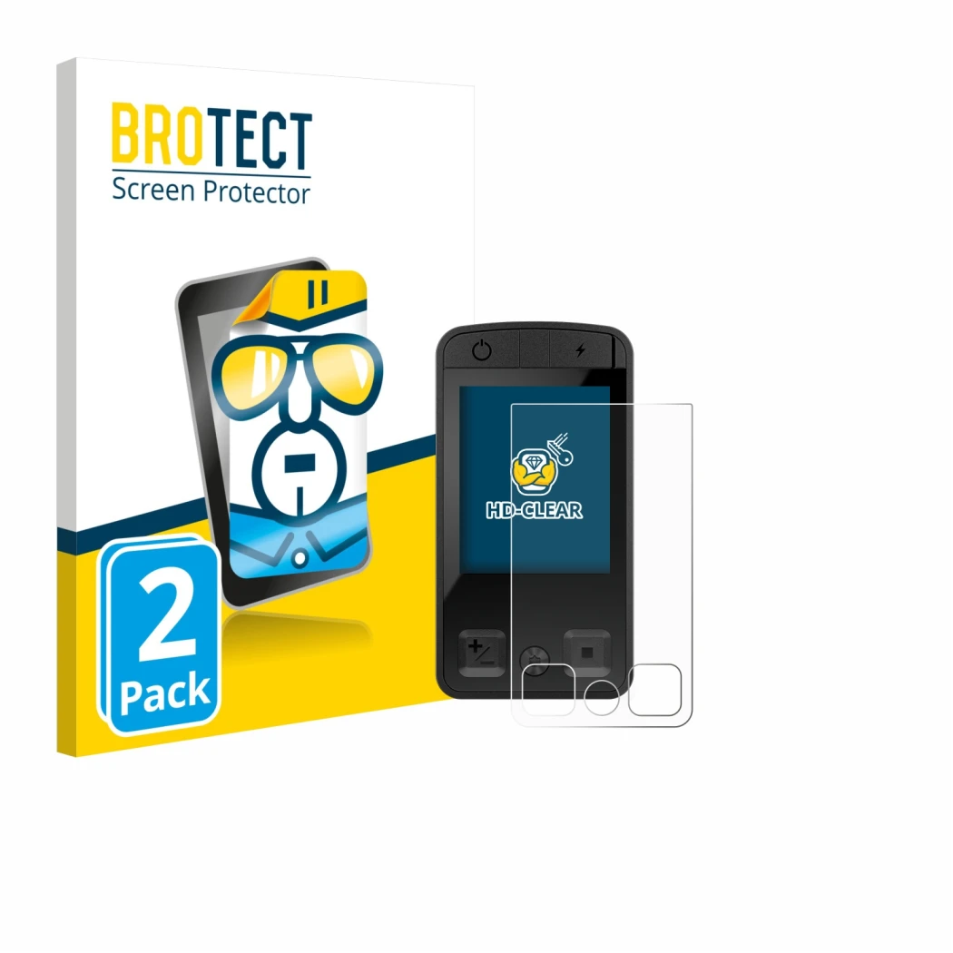 Parte frontal de un envase de producto con el logotipo de la marca BROTECT. Al lado se muestra el dispositivo Bosch Kiox 400C 