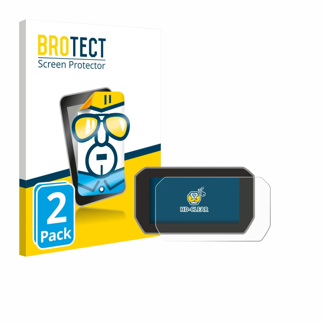 Parte frontal de un envase de producto con el logotipo de la marca BROTECT. Al lado se muestra el dispositivo Ducati V4S 2021 