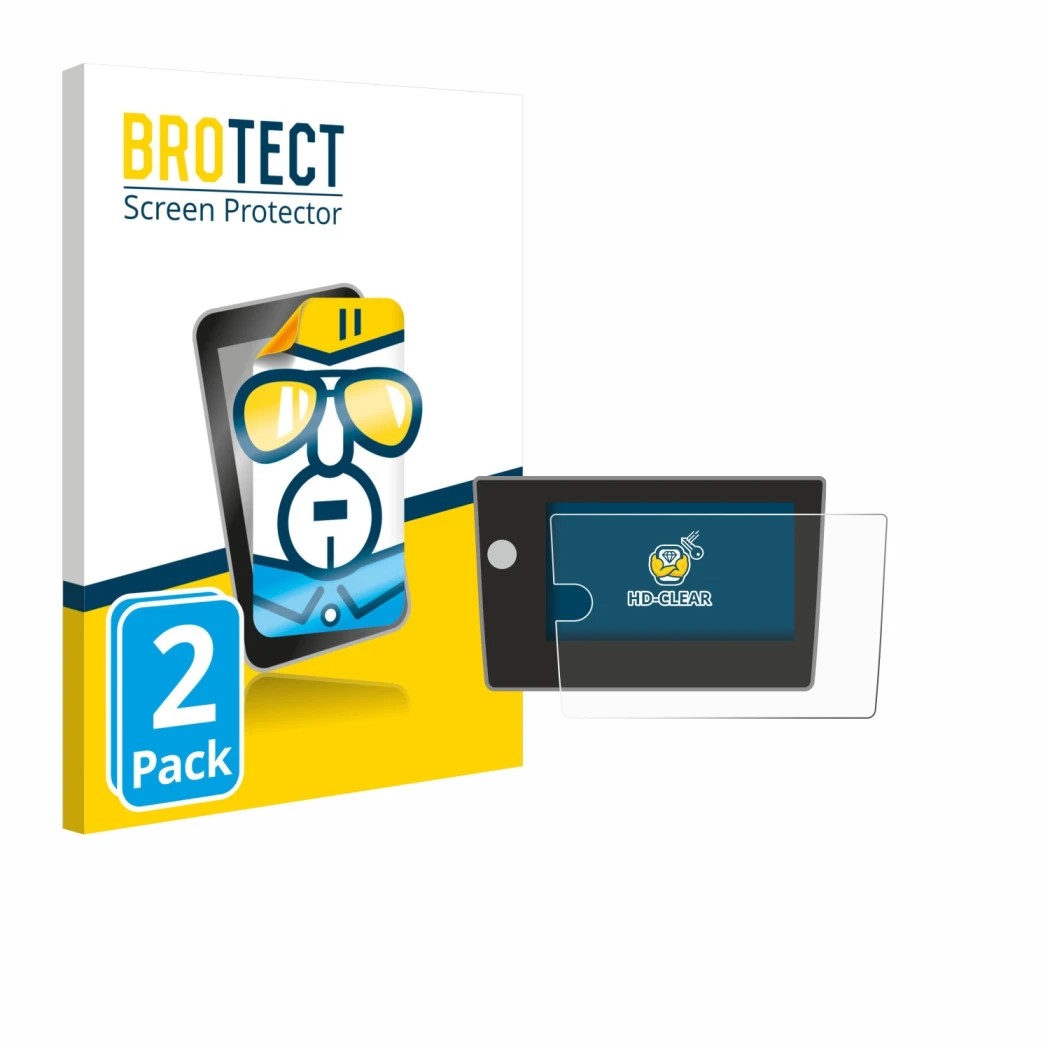 Parte frontal de un envase de producto con el logotipo de la marca BROTECT. Al lado se muestra el dispositivo Volkswagen Polo