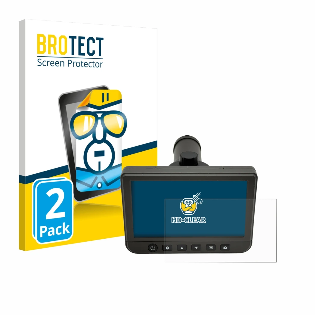 Parte frontal de un envase de producto con el logotipo de la marca BROTECT. Al lado se muestra el dispositivo dnt DigiTele PRO