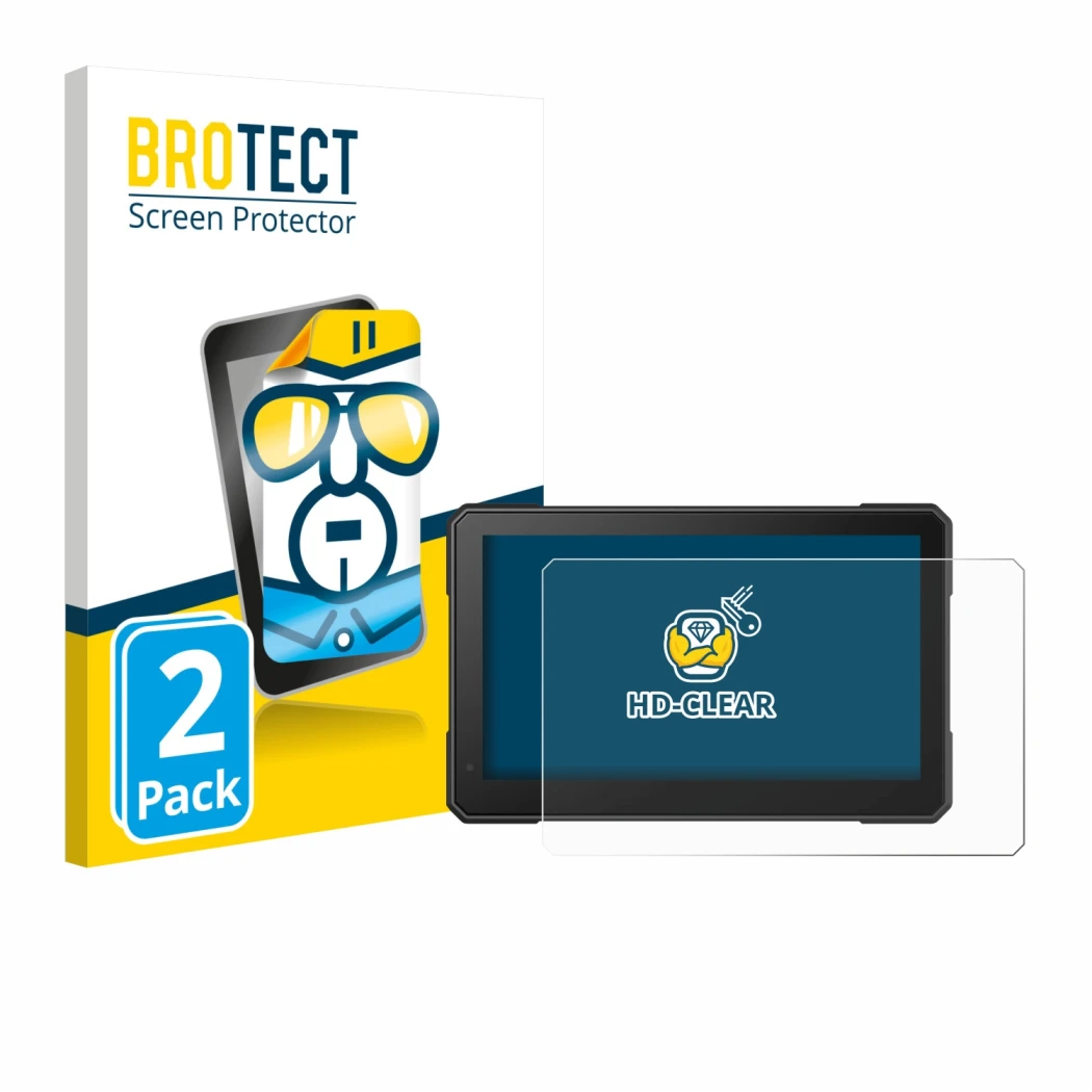 Parte frontal de un envase de producto con el logotipo de la marca BROTECT. Al lado se muestra el dispositivo Interphone Sync