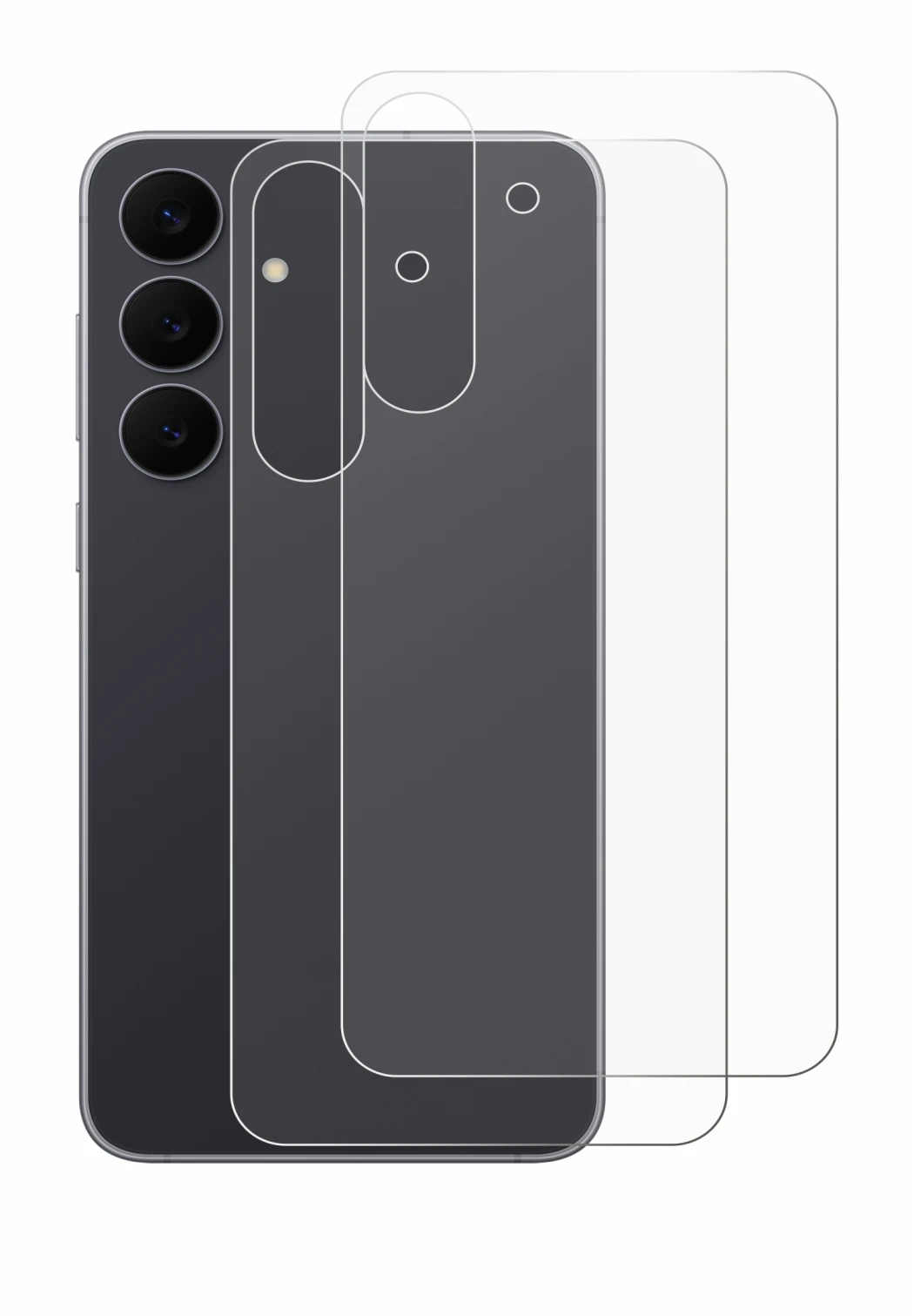 Imagen del dispositivo Samsung Galaxy S25 FE (Trasero) con una amplia variedad de protectores de pantalla.