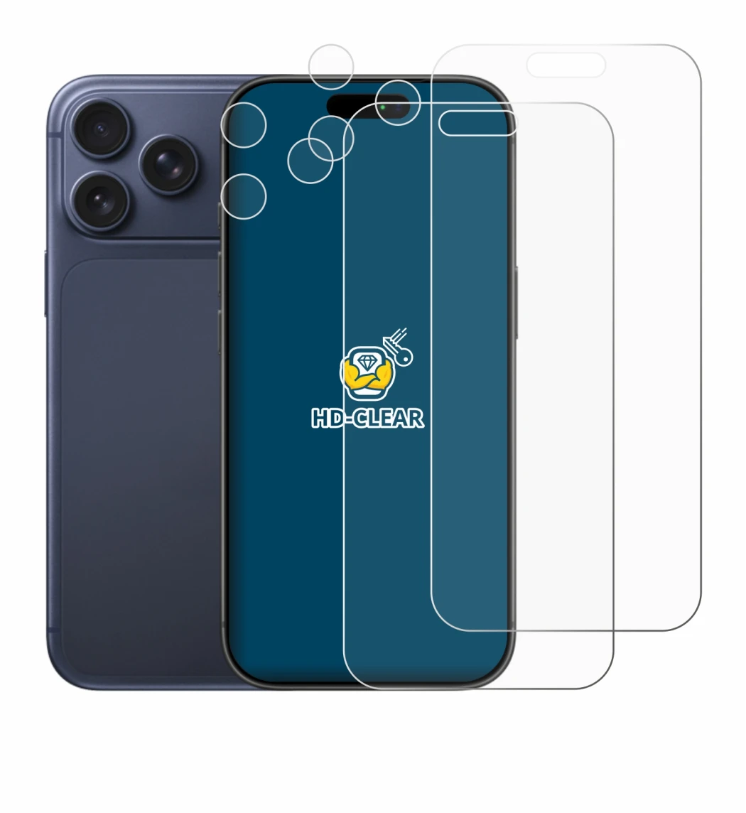 Imagen del dispositivo Apple iPhone 17 Pro Max (Frontal+Cámara) con una amplia variedad de protectores de pantalla.