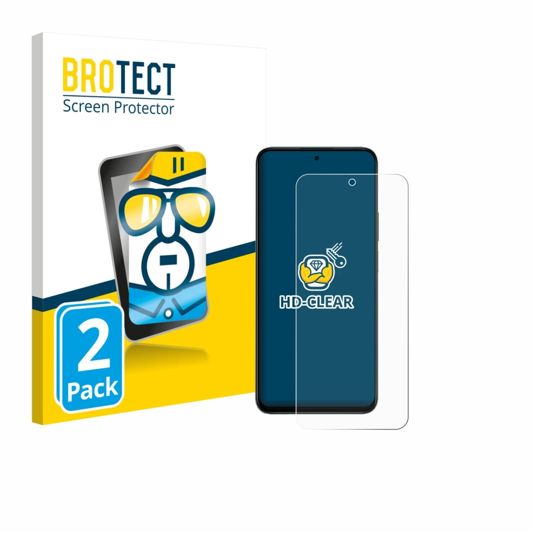 Parte frontal de un envase de producto con el logotipo de la marca BROTECT. Al lado se muestra el dispositivo Honor 400 Smart 