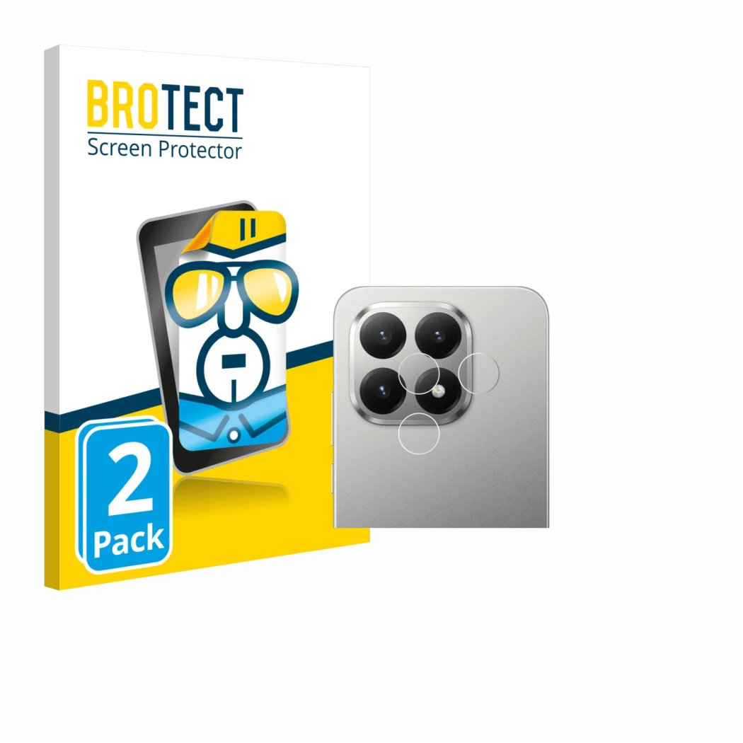 Parte frontal de un envase de producto con el logotipo de la marca BROTECT. Al lado se muestra el dispositivo Xiaomi 15T (SÓLO