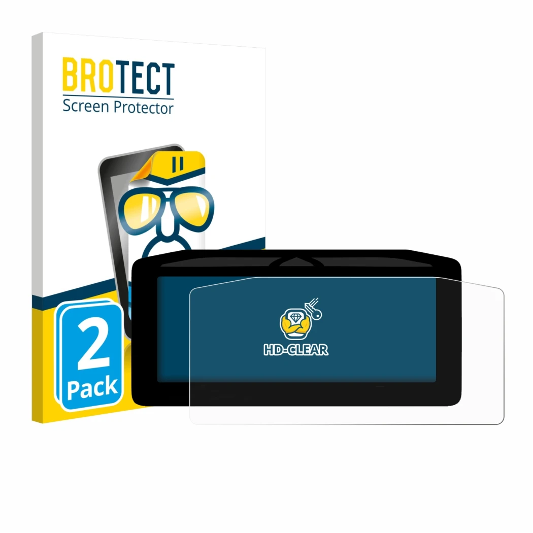 Parte frontal de un envase de producto con el logotipo de la marca BROTECT. Al lado se muestra el dispositivo Ducati Panigale 