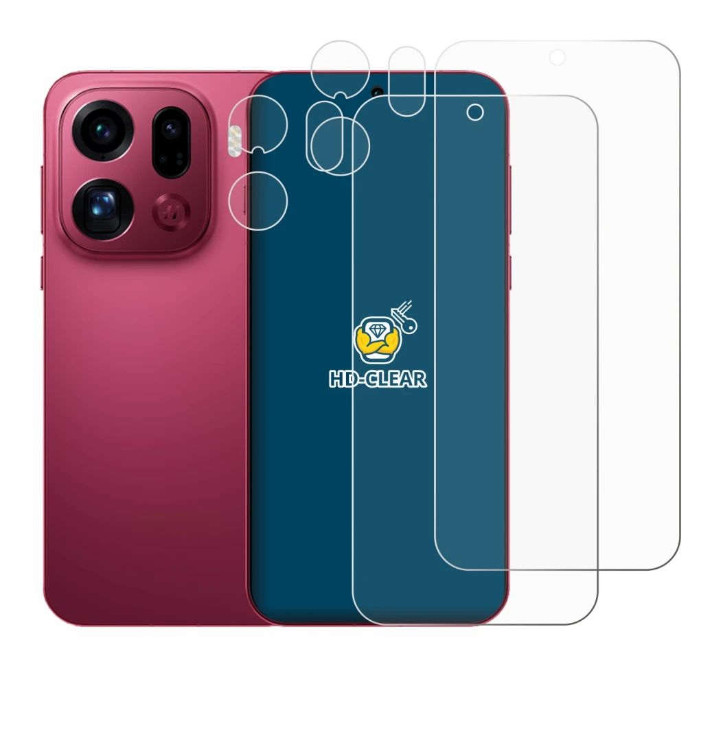 Imagen del dispositivo Oppo Find X9 Pro (Frontal+Cámara) con una amplia variedad de protectores de pantalla.