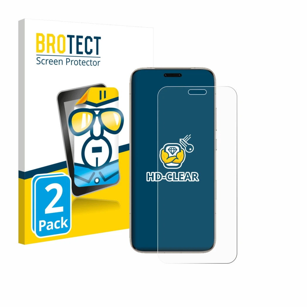 Parte frontal de un envase de producto con el logotipo de la marca BROTECT. Al lado se muestra el dispositivo Honor Magic 8 Pr